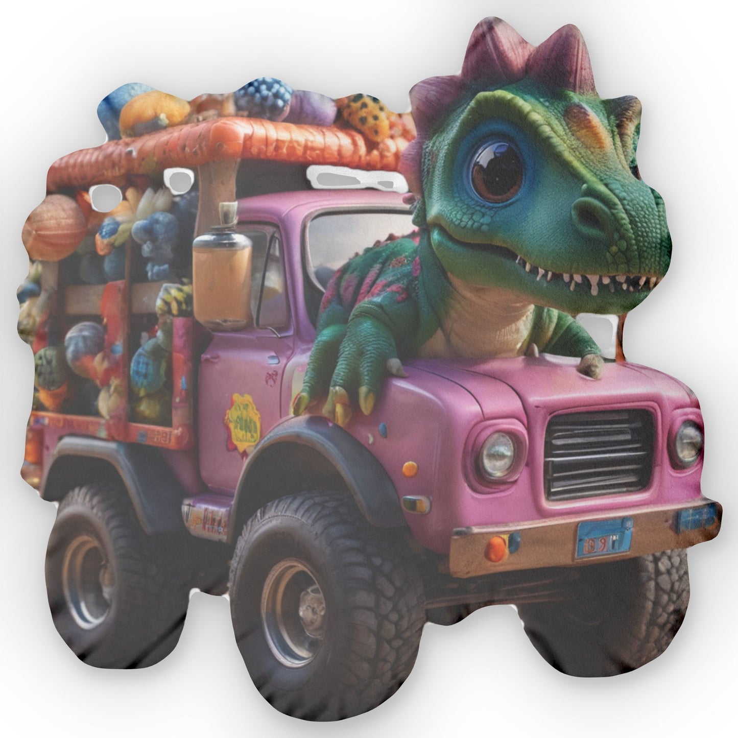 Dino Truck Pillow