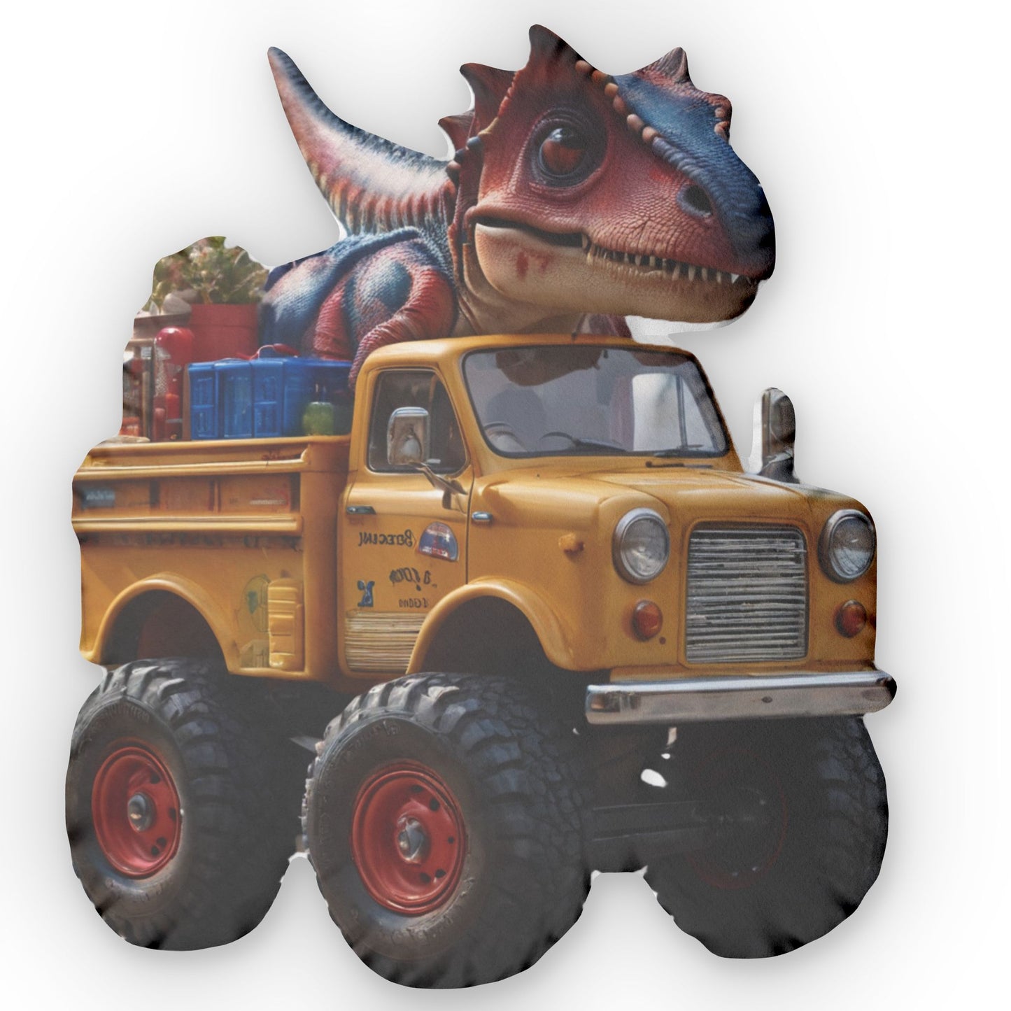 Dino Truck Pillow