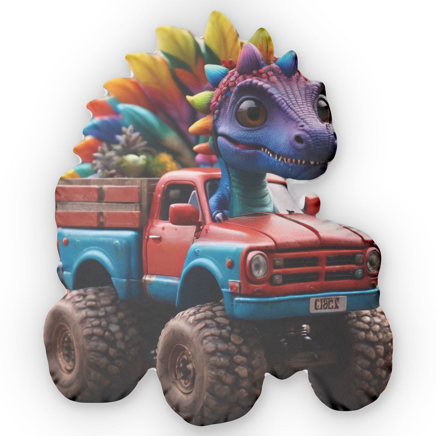 Dino Truck Pillow