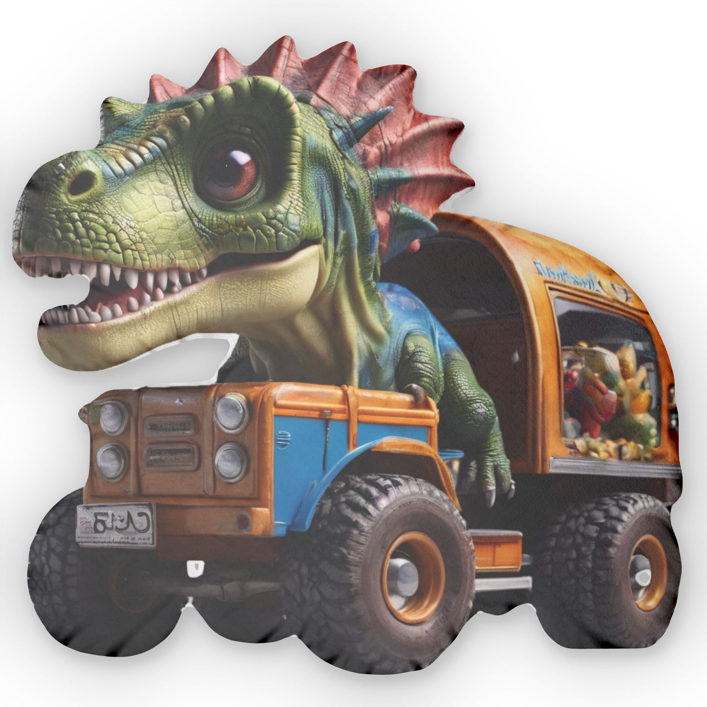 Dino Truck Pillow