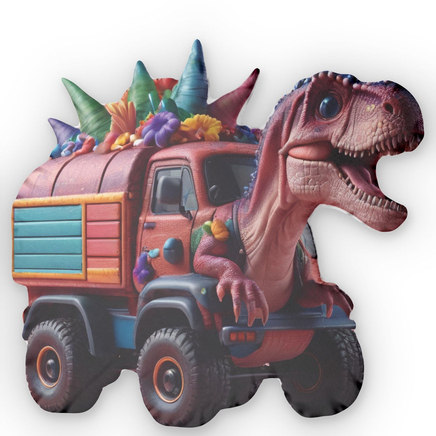 Dino Truck Pillow