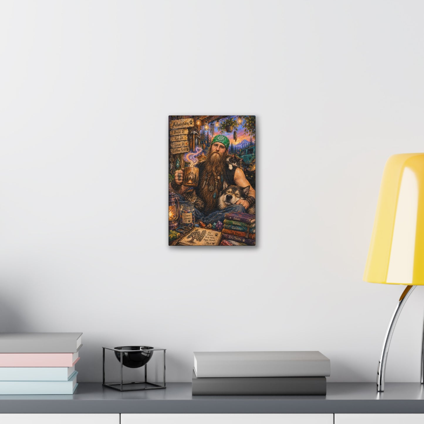 Coffee, Chaos & Critters – Rugged Adventure Animal Lover Art Print