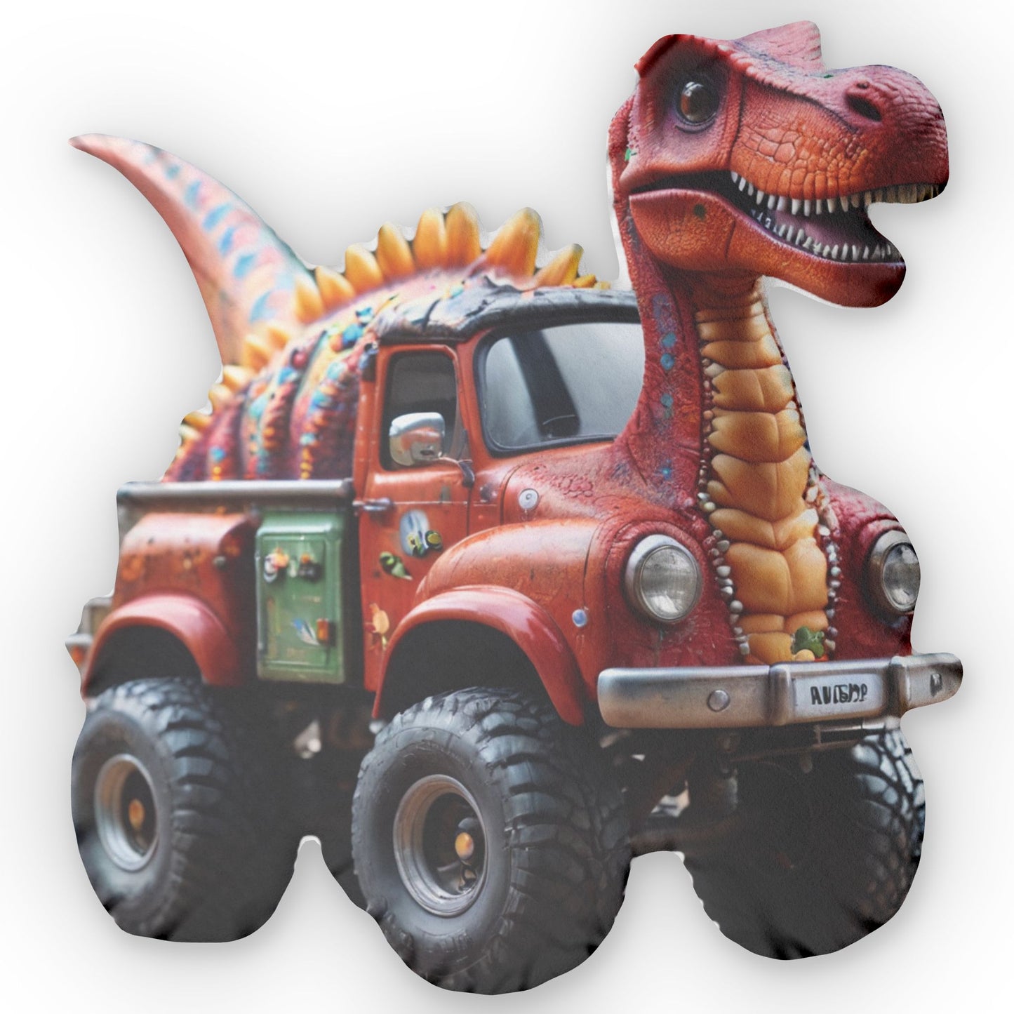 Dino Truck Pillow
